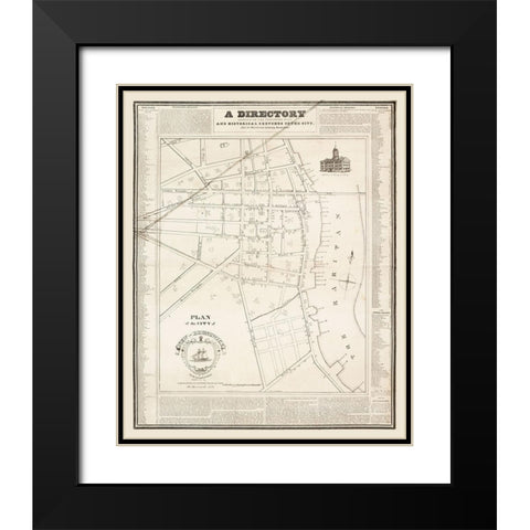 New Brunswick New Jersey - Marcelus 1829  Black Modern Wood Framed Art Print with Double Matting by Marcelus