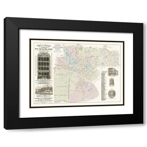 Newark New Jersey - Holbrooks 1879  Black Modern Wood Framed Art Print with Double Matting by Holbrooks