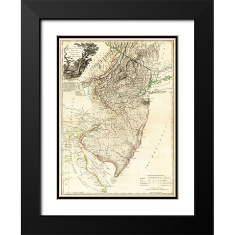 New Jersey - Faden 1778  Black Modern Wood Framed Art Print with Double Matting by Faden