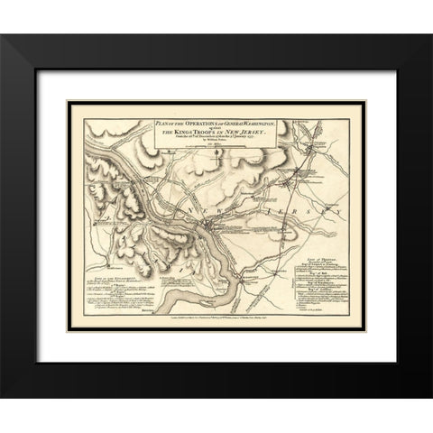 New Jersey General Washington Operations - Faden 1777  Black Modern Wood Framed Art Print with Double Matting by Faden