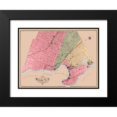 Passaic New Jersey - Wise 1897 Black Modern Wood Framed Art Print with Double Matting by Wise