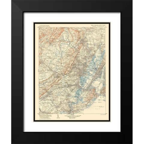 Passaic New Jersey New York Quad - USGS 1905 Black Modern Wood Framed Art Print with Double Matting by USGS