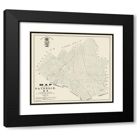 Paterson New Jersey - Crowell 1871  Black Modern Wood Framed Art Print with Double Matting by Crowell