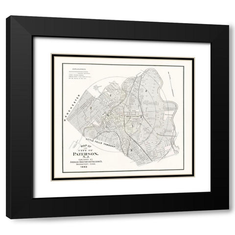 Paterson New Jersey - American Pub Co 1893  Black Modern Wood Framed Art Print with Double Matting by American Pub Co