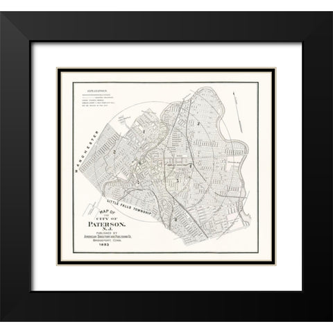 Paterson New Jersey - American Pub Co 1893  Black Modern Wood Framed Art Print with Double Matting by American Pub Co