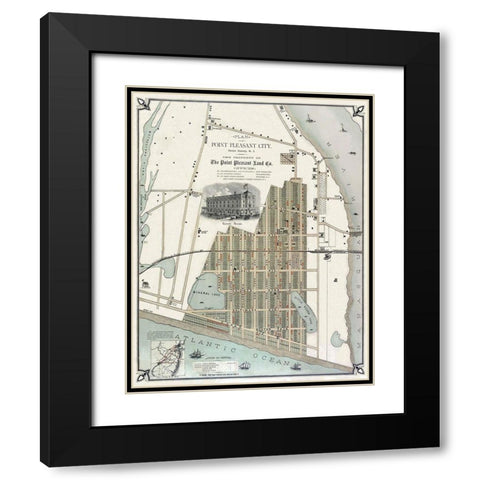 Point Pleasant New Jersey Landowner - 1880 Black Modern Wood Framed Art Print with Double Matting by Land Co