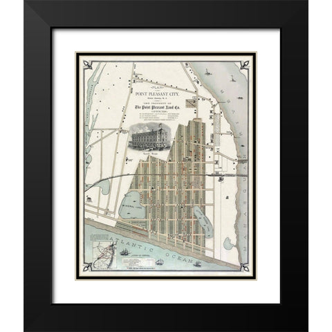 Point Pleasant New Jersey Landowner - 1880 Black Modern Wood Framed Art Print with Double Matting by Land Co