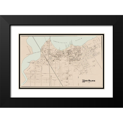 Red Bank New Jersey Landowner - Woolman 1878 Black Modern Wood Framed Art Print with Double Matting by Woolman