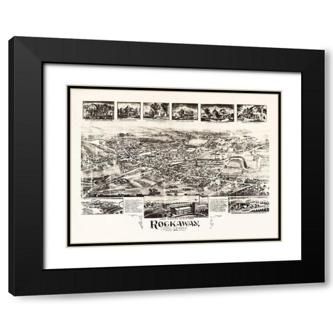 Rockaway New Jersey - Bailey 1902  Black Modern Wood Framed Art Print with Double Matting by Bailey