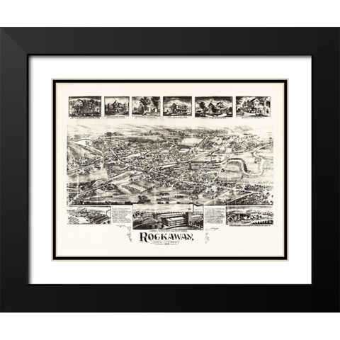 Rockaway New Jersey - Bailey 1902  Black Modern Wood Framed Art Print with Double Matting by Bailey