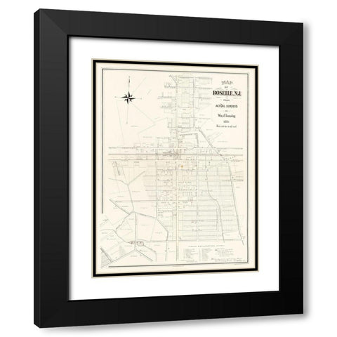Roselle New Jersey - Lansley 1887  Black Modern Wood Framed Art Print with Double Matting by Lansley