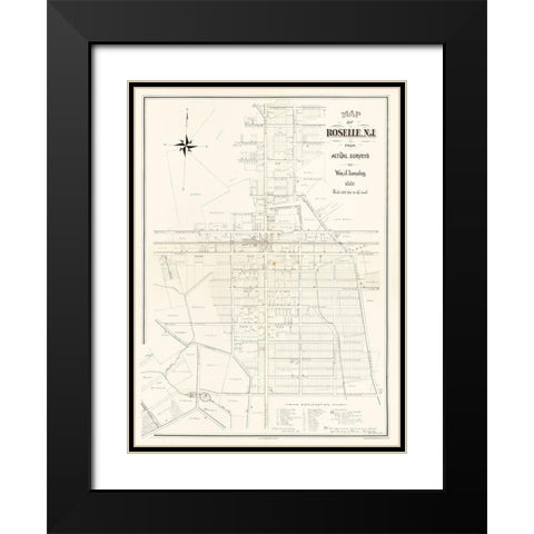 Roselle New Jersey - Lansley 1887  Black Modern Wood Framed Art Print with Double Matting by Lansley