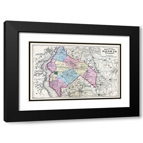 Salem New Jersey - Beers 1872 Black Modern Wood Framed Art Print with Double Matting by Beers