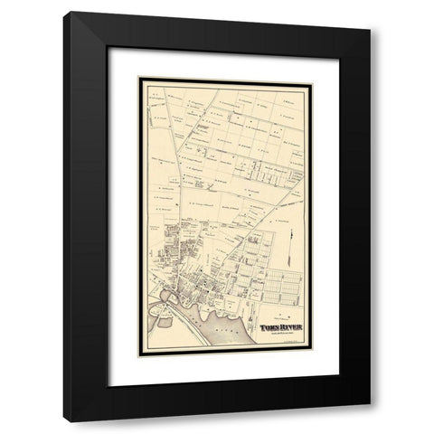 Toms River New Jersey Landowner - Irons 1878 Black Modern Wood Framed Art Print with Double Matting by Irons