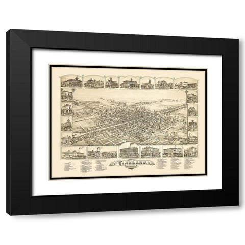 Vineland New Jersey - Bailey 1885  Black Modern Wood Framed Art Print with Double Matting by Bailey