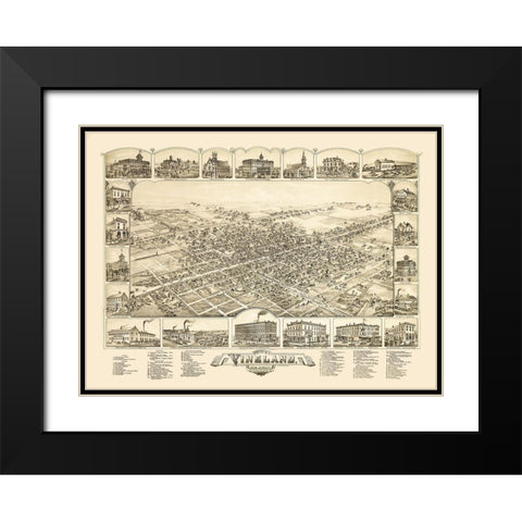 Vineland New Jersey - Bailey 1885  Black Modern Wood Framed Art Print with Double Matting by Bailey