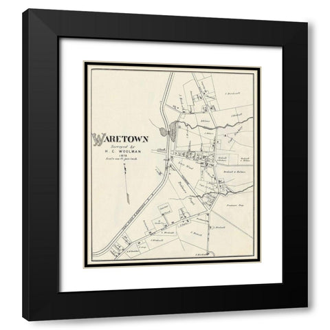 Waretown New Jersey Landowner - Woolman 1878 Black Modern Wood Framed Art Print with Double Matting by Woolman