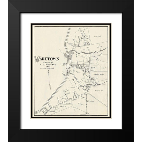 Waretown New Jersey Landowner - Woolman 1878 Black Modern Wood Framed Art Print with Double Matting by Woolman