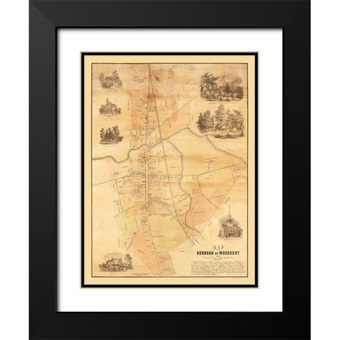 Woodbury New Jersey - Pierson 1854  Black Modern Wood Framed Art Print with Double Matting by Pierson