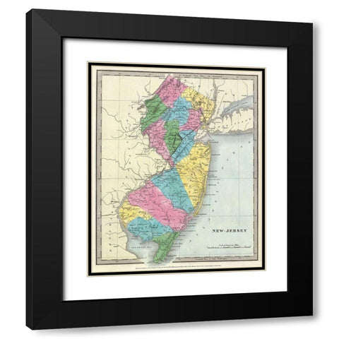 New Jersey - Burr 1835 Black Modern Wood Framed Art Print with Double Matting by Burr
