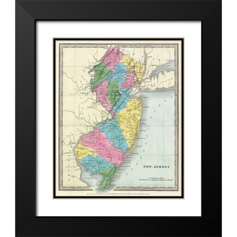 New Jersey - Burr 1835 Black Modern Wood Framed Art Print with Double Matting by Burr