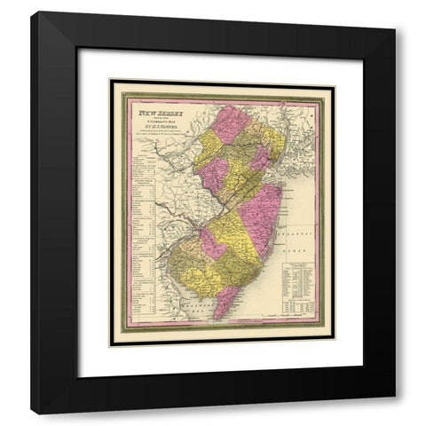 New Jersey - Mitchell 1846 Black Modern Wood Framed Art Print with Double Matting by Mitchell