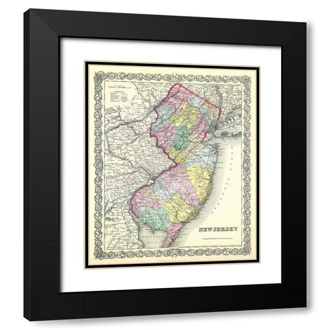 New Jersey - Colton 1856 Black Modern Wood Framed Art Print with Double Matting by Colton