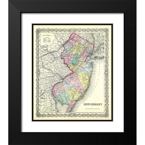 New Jersey - Colton 1856 Black Modern Wood Framed Art Print with Double Matting by Colton