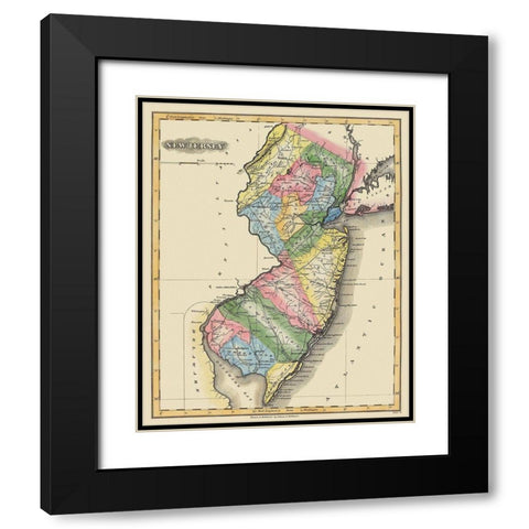 New Jersey - Lucas 1823 Black Modern Wood Framed Art Print with Double Matting by Lucas