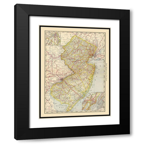 New Jersey - Rand McNally 1879 Black Modern Wood Framed Art Print with Double Matting by Rand McNally