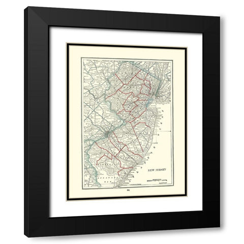 New Jersey - Rathbun 1893 Black Modern Wood Framed Art Print with Double Matting by Rathbun