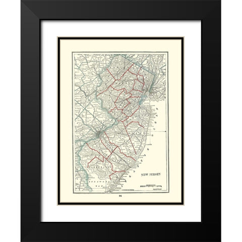 New Jersey - Rathbun 1893 Black Modern Wood Framed Art Print with Double Matting by Rathbun
