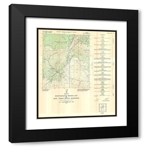 Datil Quad New Mexico Mines - Willard 1958 Black Modern Wood Framed Art Print with Double Matting by Willard