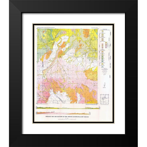 Dog Springs Quad New Mexico Mines - Givens 1952 Black Modern Wood Framed Art Print with Double Matting by Givens