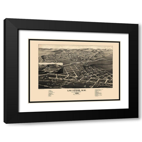 Las Vegas New Mexico - Stoner 1882 Black Modern Wood Framed Art Print with Double Matting by Stoner