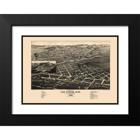 Las Vegas New Mexico - Stoner 1882 Black Modern Wood Framed Art Print with Double Matting by Stoner