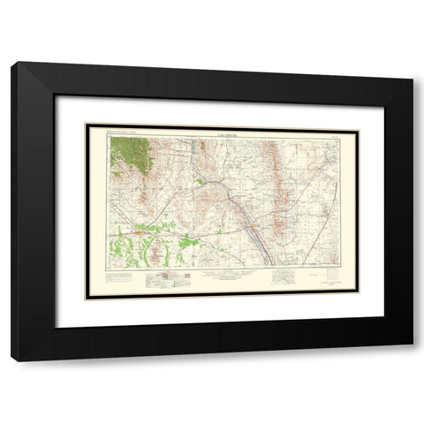 Las Cruces New Mexico Quad - USGS 1963 Black Modern Wood Framed Art Print with Double Matting by USGS