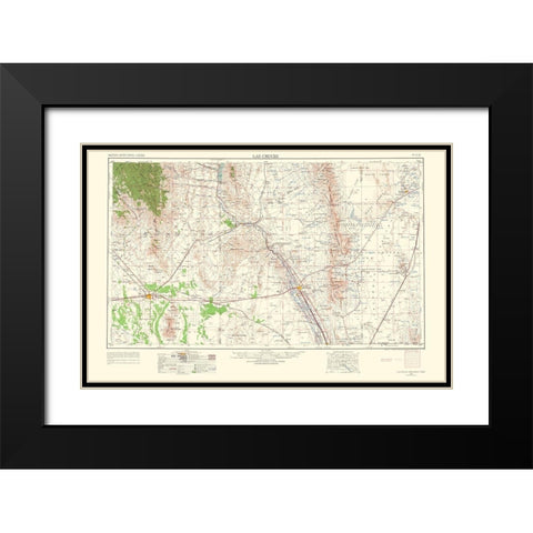 Las Cruces New Mexico Quad - USGS 1963 Black Modern Wood Framed Art Print with Double Matting by USGS
