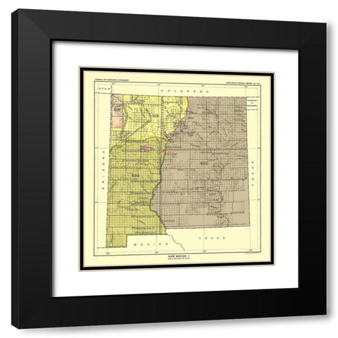 New Mexico - Hoen 1896 Black Modern Wood Framed Art Print with Double Matting by Hoen
