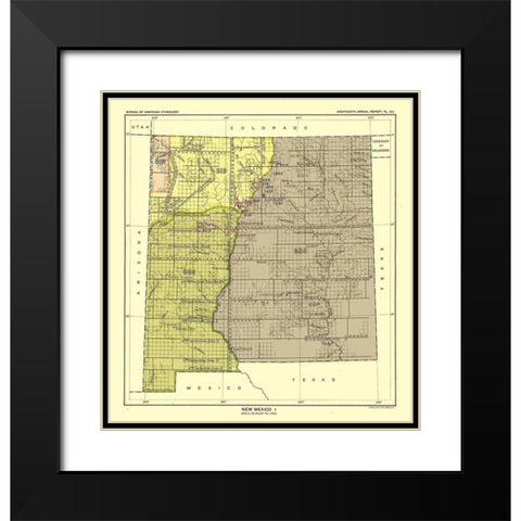 New Mexico - Hoen 1896 Black Modern Wood Framed Art Print with Double Matting by Hoen