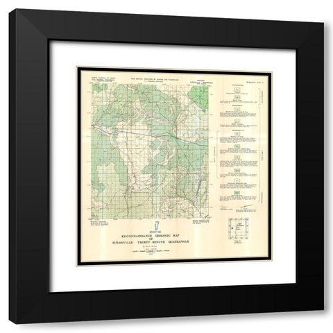 Pinonville Quad New Mexico Mines - Willard 1957 Black Modern Wood Framed Art Print with Double Matting by Willard