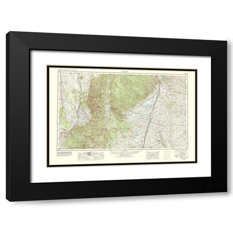 Raton Colorado New Mexico Sheet - USGS 1977 Black Modern Wood Framed Art Print with Double Matting by USGS