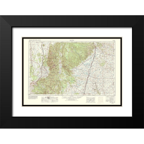 Raton Colorado New Mexico Sheet - USGS 1977 Black Modern Wood Framed Art Print with Double Matting by USGS