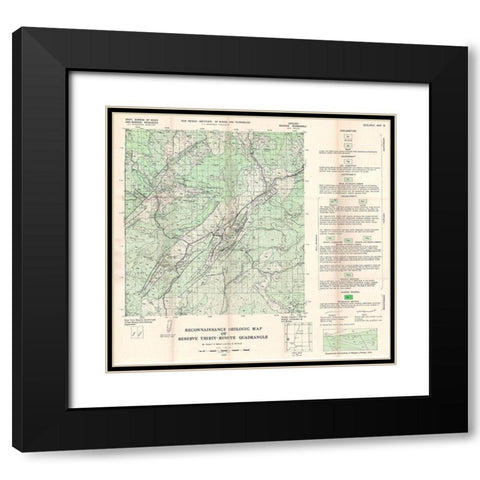 Reserve Quad New Mexico Mines - Willard 1956 Black Modern Wood Framed Art Print with Double Matting by Willard