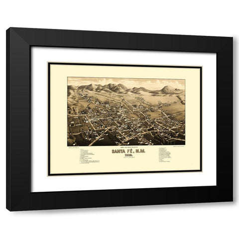 Santa Fe New Mexico - Stoner 1892 Black Modern Wood Framed Art Print with Double Matting by Stoner
