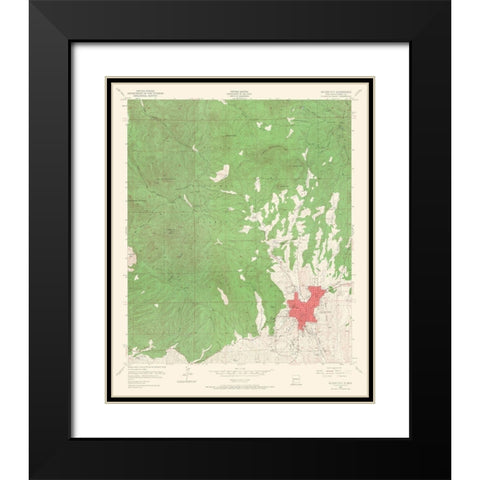 Silver City New Mexico Quad - USGS 1950 Black Modern Wood Framed Art Print with Double Matting by USGS