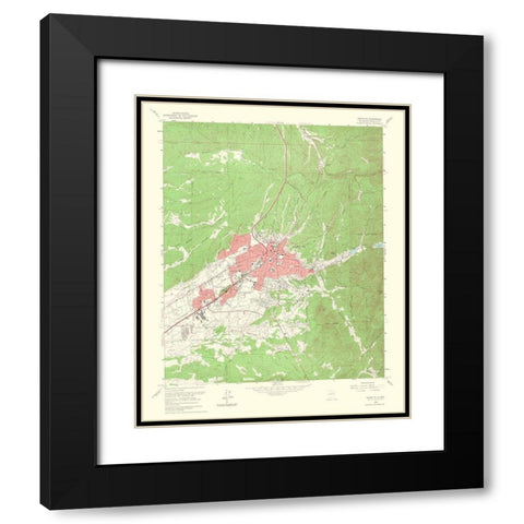 Santa Fe New Mexico Quad - USGS 1964 Black Modern Wood Framed Art Print with Double Matting by USGS
