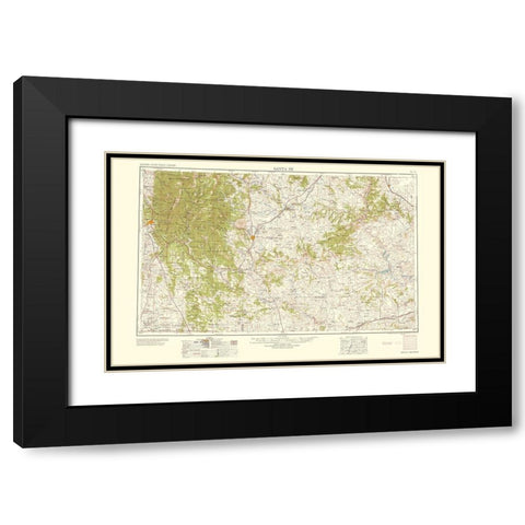 Santa Fe New Mexico Quad - USGS 1958 Black Modern Wood Framed Art Print with Double Matting by USGS