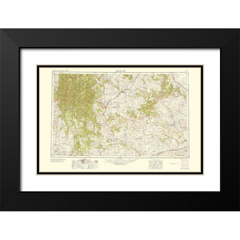 Santa Fe New Mexico Quad - USGS 1958 Black Modern Wood Framed Art Print with Double Matting by USGS