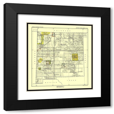 New Mexico - Santa Fe - Hoen 1896 Black Modern Wood Framed Art Print with Double Matting by Hoen